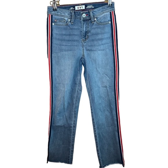 EV1 Mandy Straight Leg 360 Stretch Side‎ Stripe Jeans womens 0 - Picture 1 of 5